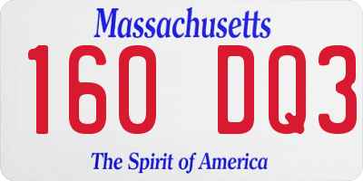 MA license plate 160DQ3