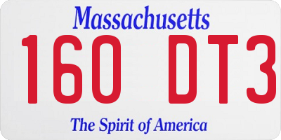 MA license plate 160DT3