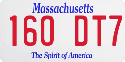 MA license plate 160DT7