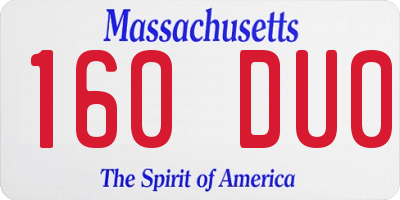 MA license plate 160DU0