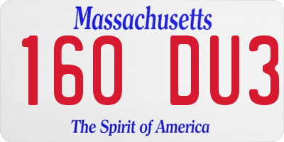 MA license plate 160DU3