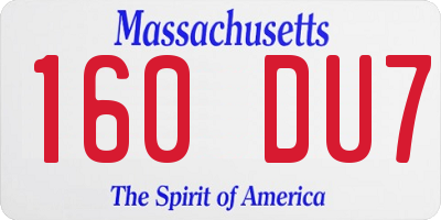 MA license plate 160DU7