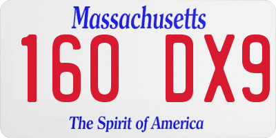 MA license plate 160DX9