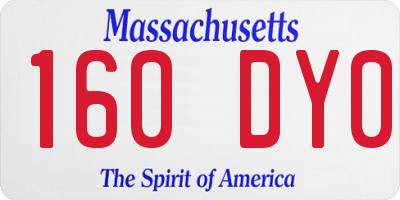 MA license plate 160DY0