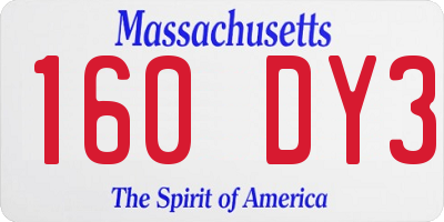 MA license plate 160DY3