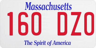 MA license plate 160DZ0