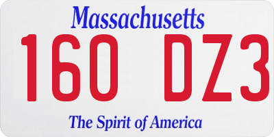 MA license plate 160DZ3