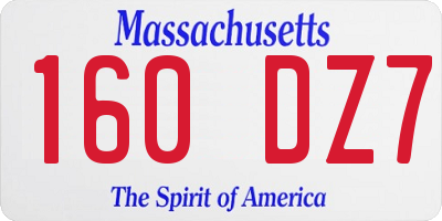 MA license plate 160DZ7