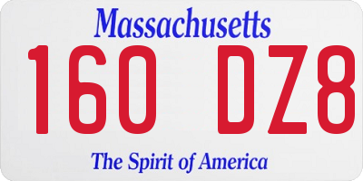 MA license plate 160DZ8