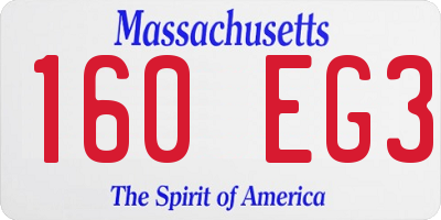 MA license plate 160EG3