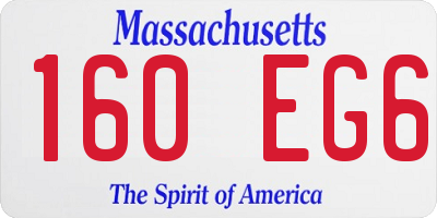 MA license plate 160EG6