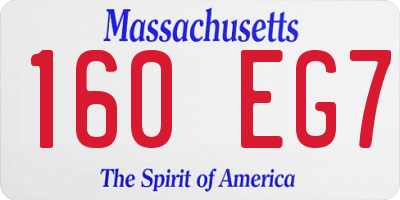 MA license plate 160EG7