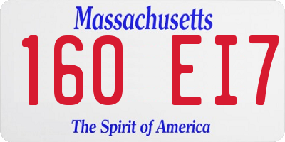 MA license plate 160EI7