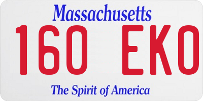 MA license plate 160EK0