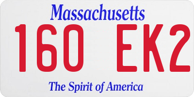 MA license plate 160EK2