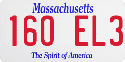 MA license plate 160EL3