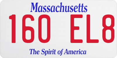 MA license plate 160EL8