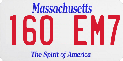 MA license plate 160EM7