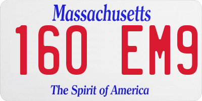 MA license plate 160EM9