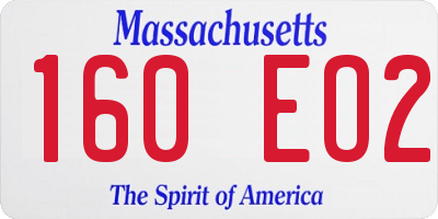 MA license plate 160EO2