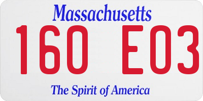 MA license plate 160EO3
