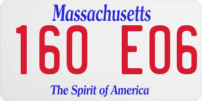 MA license plate 160EO6