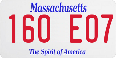 MA license plate 160EO7