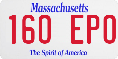 MA license plate 160EP0