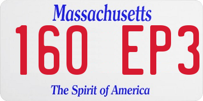 MA license plate 160EP3