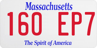 MA license plate 160EP7