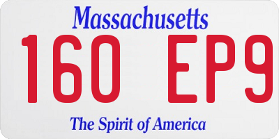 MA license plate 160EP9