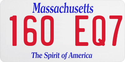 MA license plate 160EQ7