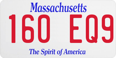 MA license plate 160EQ9