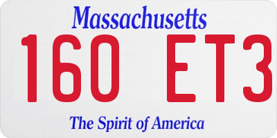MA license plate 160ET3