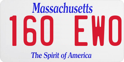 MA license plate 160EW0