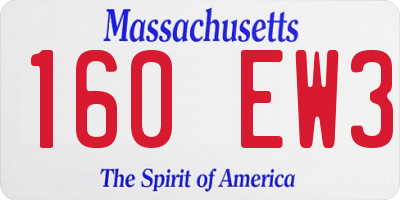 MA license plate 160EW3