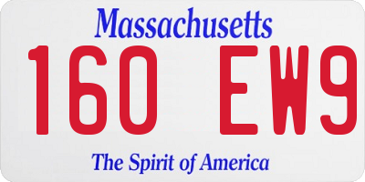 MA license plate 160EW9