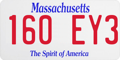 MA license plate 160EY3