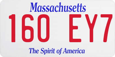 MA license plate 160EY7