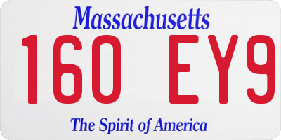 MA license plate 160EY9