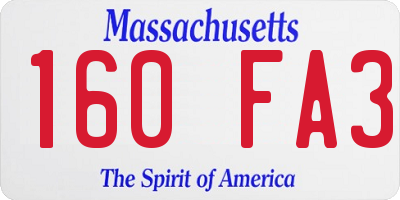 MA license plate 160FA3