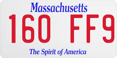 MA license plate 160FF9
