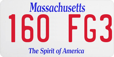 MA license plate 160FG3