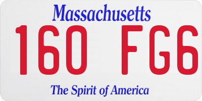 MA license plate 160FG6