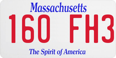 MA license plate 160FH3