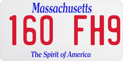 MA license plate 160FH9