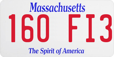 MA license plate 160FI3
