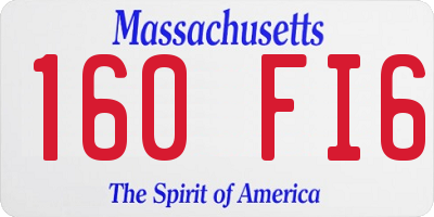 MA license plate 160FI6