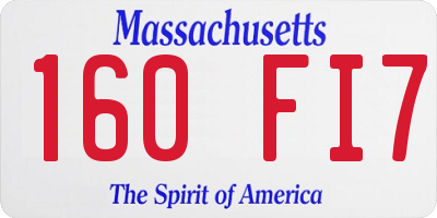 MA license plate 160FI7