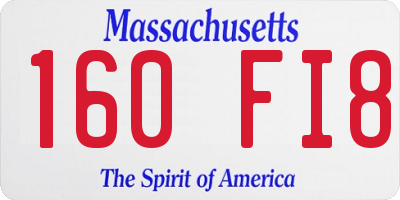 MA license plate 160FI8
